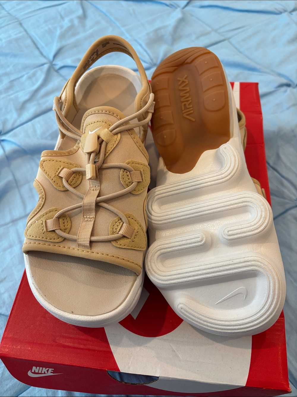 Nike Air Max Koko Beige/Tan Sport Slide Sandals with Adjustable Bungee - Picture 4 of 4
